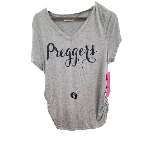 French Pastry "Preggers" Maternity T-Shirt XL Gray - Picture 1 of 9